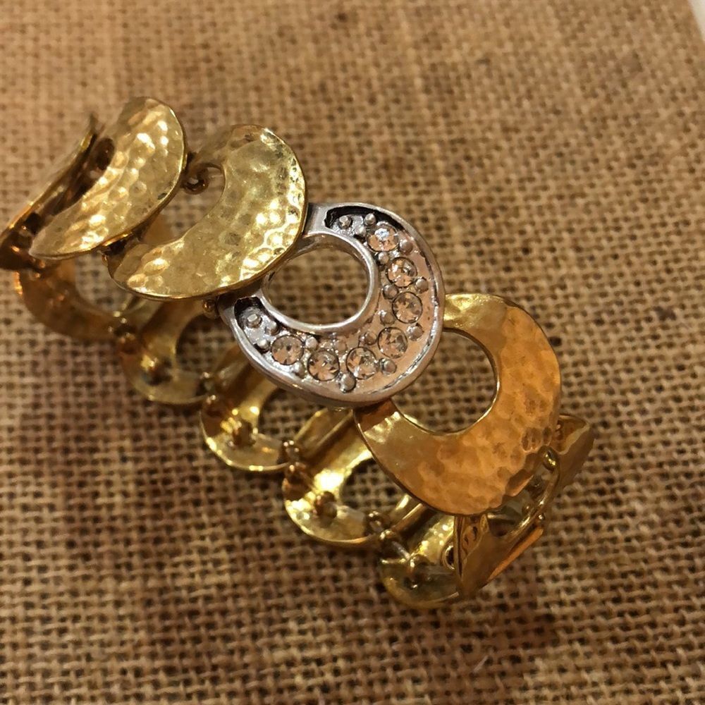 Stretch Gold tone and silver bracelet